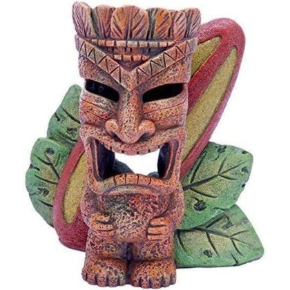 Penn Plax Tiki with Surfboard Aquarium Ornament