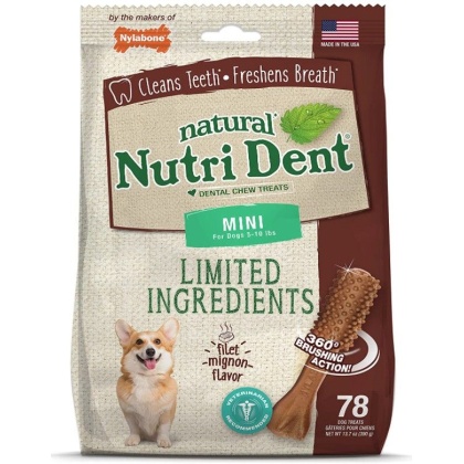 Nylabone Natural Nutri Dent Filet Mignon Dental Chews - Limited Ingredients